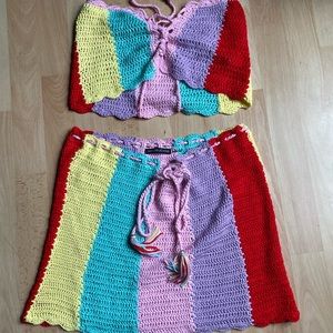 Rainbow Crop Top and Skirt